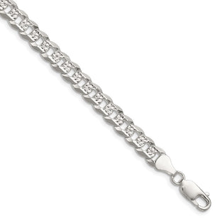 Sterling Silver Flat D/C Pave Curb Chain (Style QPCB160-8)
