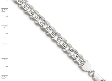 Sterling Silver Flat D/C Pave Curb Bracelet