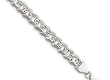 Sterling Silver Flat D/C Pave Curb Bracelet