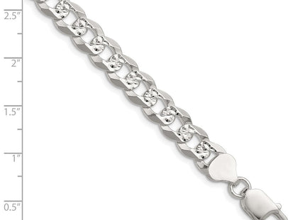 Sterling Silver Flat D/C Pave Curb Chain (Style QPCB200-8)