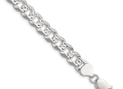 Sterling Silver Flat D/C Pave Curb Bracelet