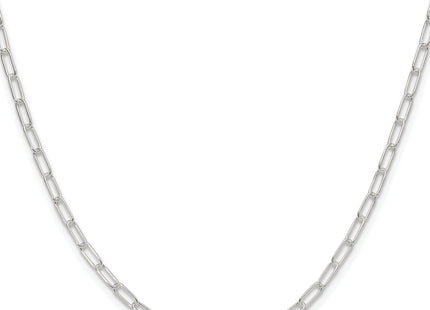Sterling Silver Rhodium-plated Polished Elongated Cable Chain, 16 x 2.9mm