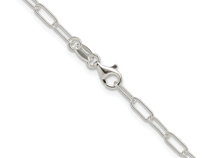Sterling Silver Rhodium-plated Polished Elongated Cable Chain, 16 x 2.9mm