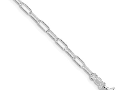 Sterling Silver Rhodium-plated Polished Elongated Cable Chain, 16 x 2.9mm
