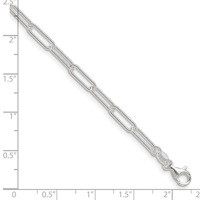 Sterling Silver Polished Paperclip Bracelet, 7 x 3.5mm