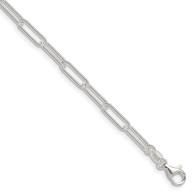 Sterling Silver Polished Paperclip Bracelet, 7 x 3.5mm