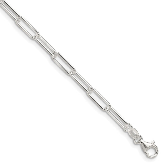 Sterling Silver Polished Paperclip Bracelet, 7 x 3.5mm