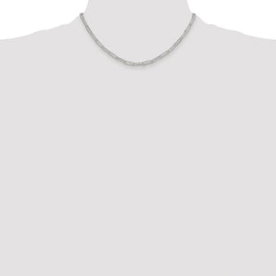 Sterling Silver Rhodium-plated Polished Elongated Cable Chain (Style QPCL100R-16)