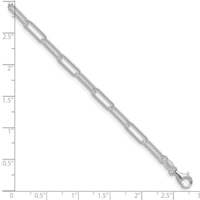 Sterling Silver Rhodium-plated Polished Elongated Cable Bracelet