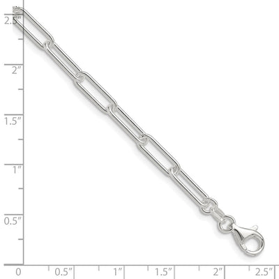 Sterling Silver Polished Paperclip Bracelet, 7 x 4.5mm