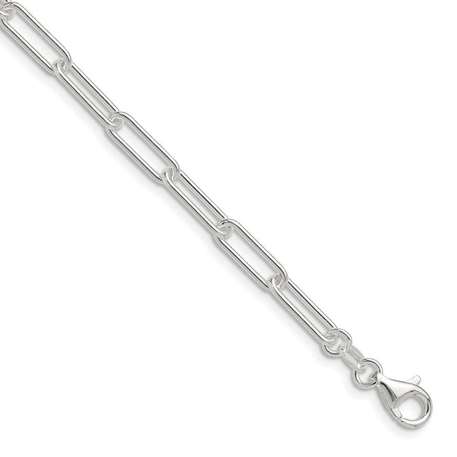 Sterling Silver Polished Paperclip Bracelet, 7 x 4.5mm