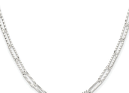 Sterling Silver Rhodium-plated Polished Paperclip Chain, 16 x 4.5mm
