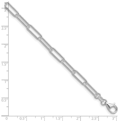 Sterling Silver Rhodium-plated Polished Paperclip Bracelet, 7 x 4.5mm