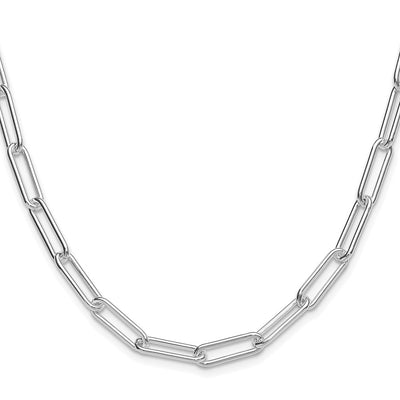 Sterling Silver Rhodium-plated Polished Paperclip Bracelet, 7 x 5.5mm