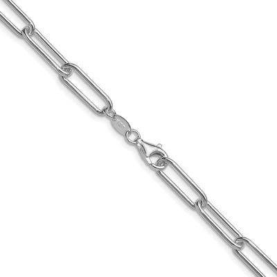 Sterling Silver Rhodium-plated Polished Paperclip Bracelet, 7 x 5.5mm