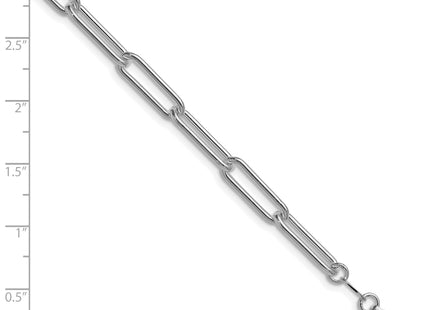 Sterling Silver Rhodium-plated Polished Paperclip Bracelet, 7 x 5.5mm