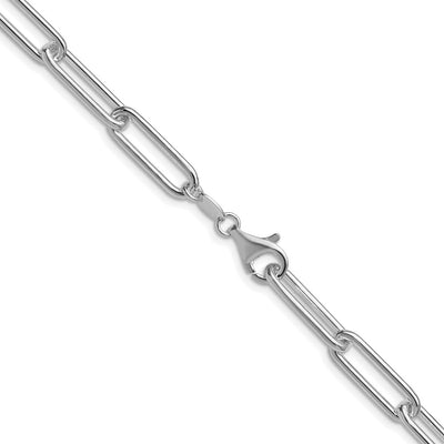 Sterling Silver Rhodium-plated Polished Paperclip Bracelet, 7 x 6.5mm