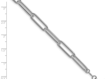 Sterling Silver Rhodium-plated Polished Paperclip Bracelet, 7 x 6.5mm