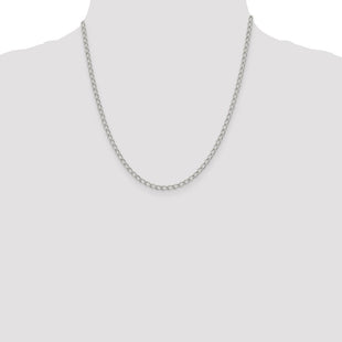 Sterling Silver Half Round Wire Open Curb Chain (Style QPE32-20)