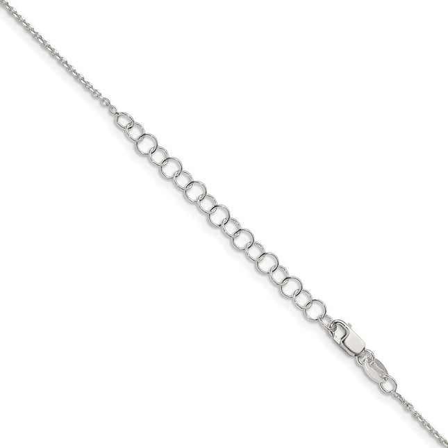 Sterling Silver Diamond-cut Forzantine Cable Chain w/2in ext., 20 x 1.25mm