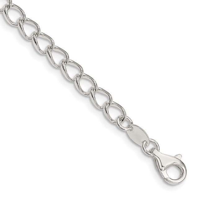 Sterling Silver Half Round Wire Open Curb Chain, 20 x 4.5mm