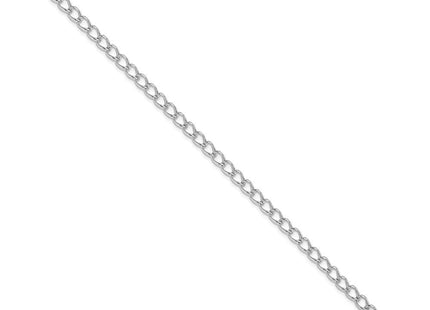 Amore La Vita Sterling Silver Rhodium-plated Polished Half Round Wire Curb Chain with Fancy Lobster Clasp Charm Bracelet (Style QPE58R-8)