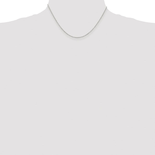 Sterling Silver Rhodium-plated Diamond-cut Long Link Cable Chain, 16 x 1mm