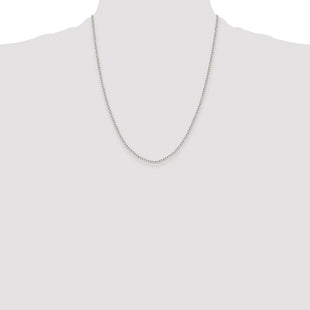 Sterling Silver Rhodium-plated Diamond-cut Long Link Cable Chain (Style QPE69R-22)