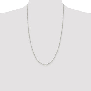 Sterling Silver Rhodium-plated Diamond-cut Long Link Cable Chain (Style QPE69R-26)