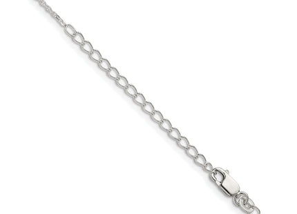 Sterling Silver . Flat Link Cable Chain w/2in ext.