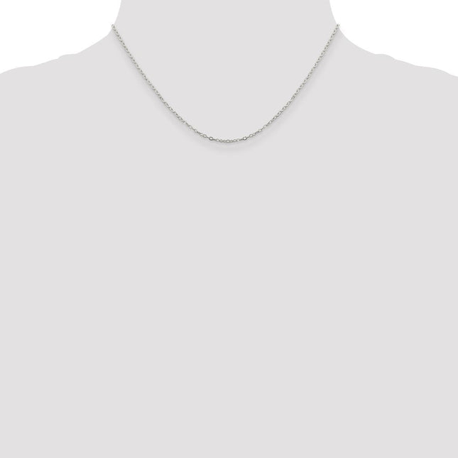 Sterling Silver Flat Open Oval Cable Chain, 16 x 1.5mm