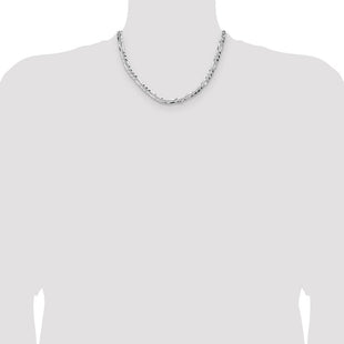 Sterling Silver Flat D/C Pave Figaro Chain (Style QPF140-18)