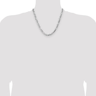 Sterling Silver Flat D/C Pave Figaro Chain (Style QPF140-20)