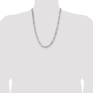 Sterling Silver Flat D/C Pave Figaro Chain (Style QPF140-24)