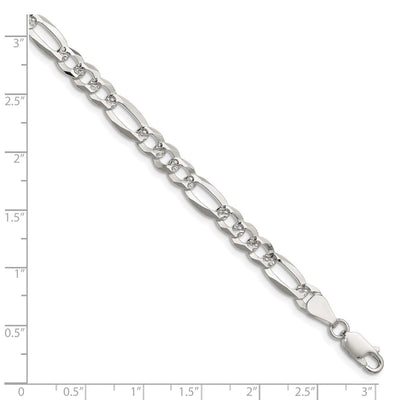 Sterling Silver Flat D/C Pavé Figaro Chain, 7 x 6.1mm