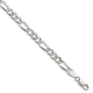 Sterling Silver Flat D/C Pave Figaro Chain (Style QPF140-8)
