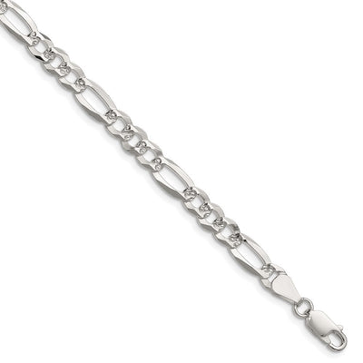 Sterling Silver Flat D/C Pavé Figaro Chain, 7 x 6.1mm