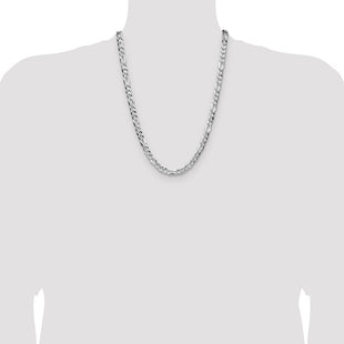 Sterling Silver Flat D/C Pave Figaro Chain (Style QPF160-24)