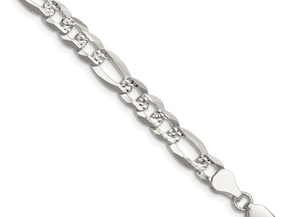 Sterling Silver Flat D/C Pave Figaro Chain (Style QPF160-8)