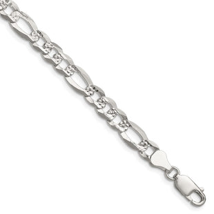 Sterling Silver Flat D/C Pave Figaro Chain (Style QPF160-8)