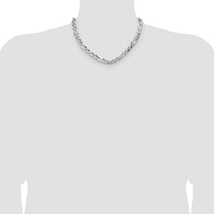 Sterling Silver Flat D/C Pave Figaro Chain (Style QPF180-18)