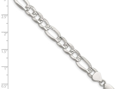 Sterling Silver Flat D/C Pave Figaro Chain (Style QPF180-8)