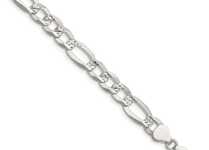 Sterling Silver Flat D/C Pave Figaro Chain (Style QPF180-8)