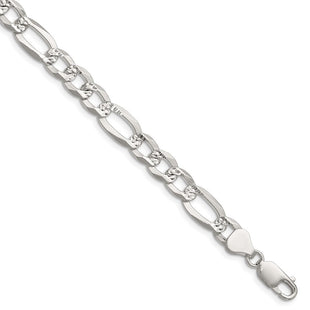 Sterling Silver Flat D/C Pave Figaro Chain (Style QPF180-8)
