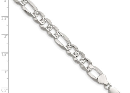 Sterling Silver Flat D/C Pave Figaro Chain (Style QPF200-8)