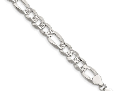 Sterling Silver Flat D/C Pave Figaro Chain (Style QPF200-8)