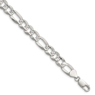 Sterling Silver Flat D/C Pave Figaro Chain (Style QPF200-8)