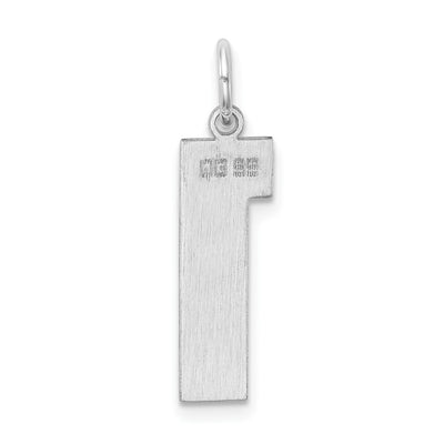 Sterling Silver/Rhodium-plated Polished Number 1 Charm, 24 x 10mm