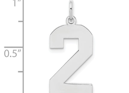 Sterling silver number 2 charm, another view