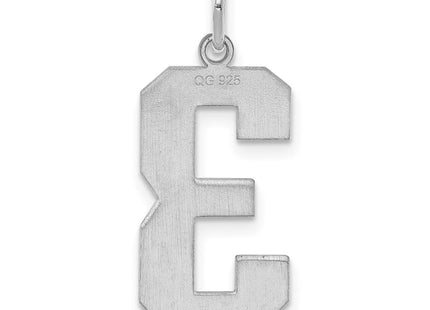 Sterling silver number 3 charm, further view